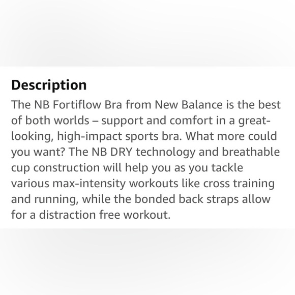 New Balance Women's NB Fortiflow Bra - NWT 34DD - Picture 5 of 9